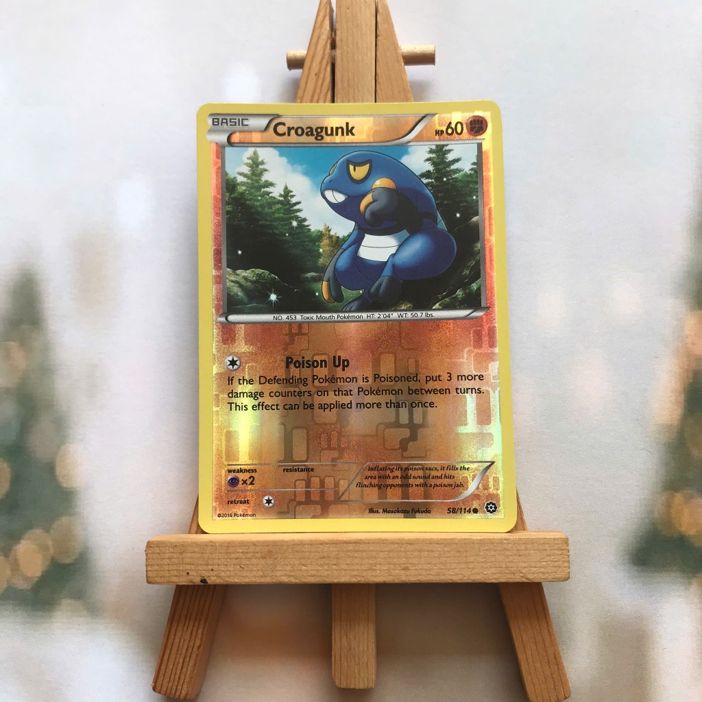 Crogunk Pokemon Picture Card 58/114 - Odd Card Steam Siege Common Reverse Holo English
