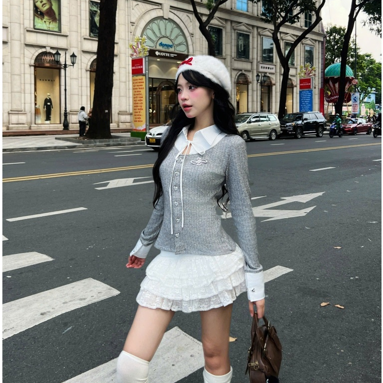 เสื้อคาร์ดิแกนผู้หญิงพร้อมเสื้อบาง คอปก “Ledi” คาร์ดิแกนคอปก AIAI OFFICIAL ราคา ถูกที่สุด ดีลบีเคเค แกลเลอรีภาพที่ 5