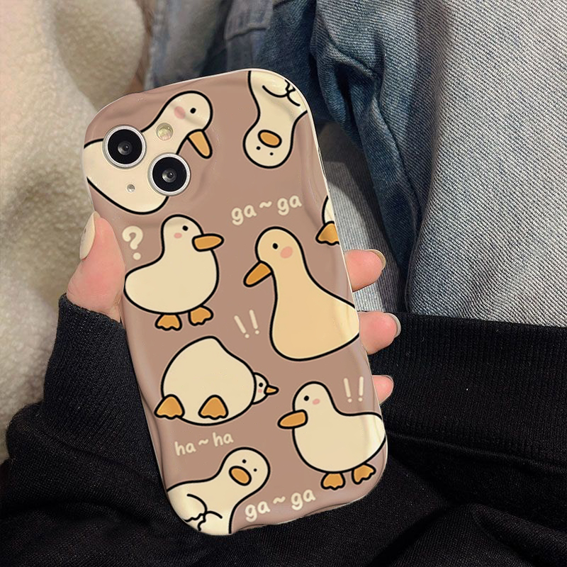 Ducks เคส iPhone นูนขอบและขอบคลื่นสําหรับ iPhone 16promax 16pro 16 11 7 8 12 13 14 15 xr xs max sk95