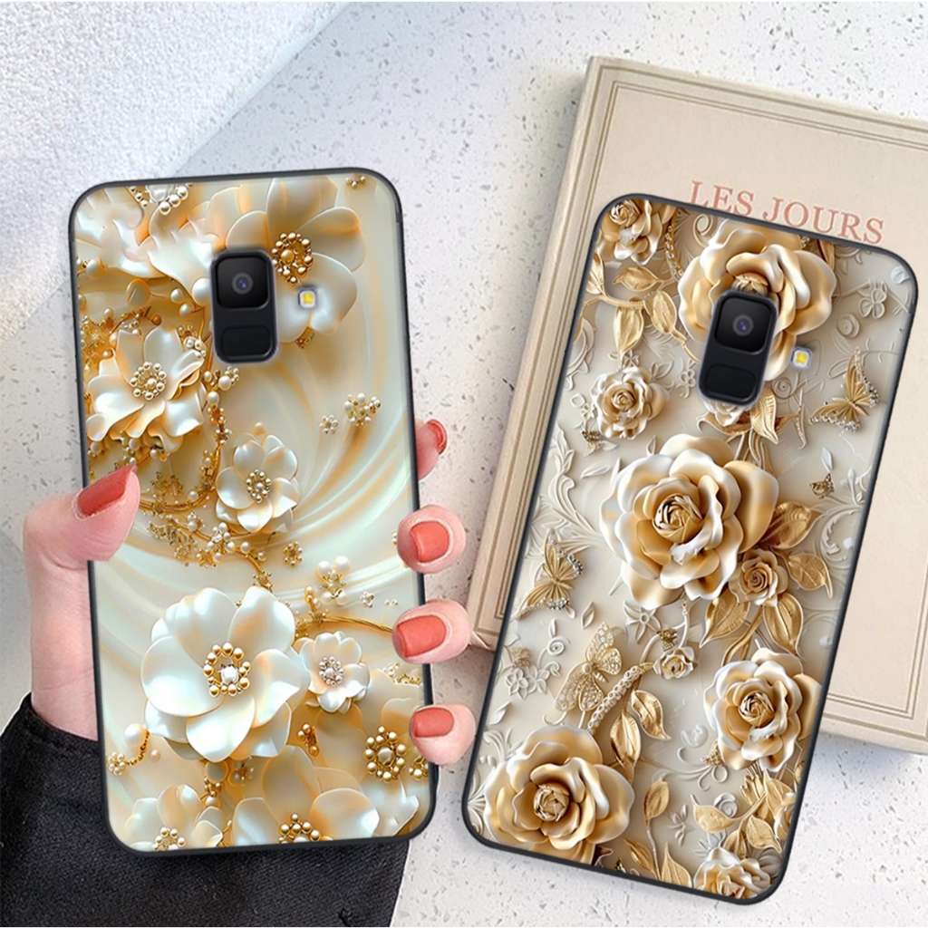 เคส Samsung A6 2018 / A6 Plus / A6+ หรูหรา ลายดอกไม้สวย ป้องกันกล้อง