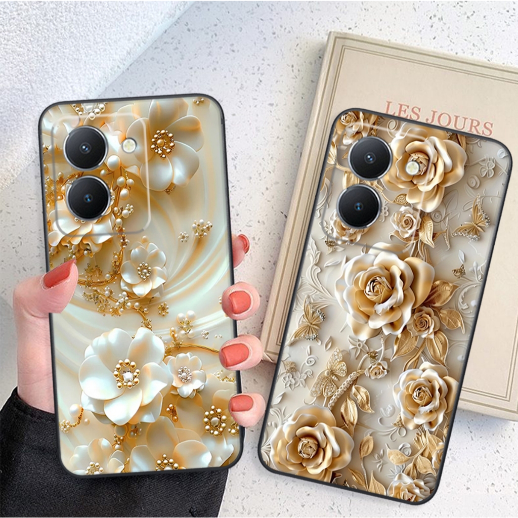 เคส Vivo Y36 / Y76 / Vivo Y78 / VIVO Y78 5G หรูหรา ลายดอกไม้สวย ป้องกันกล้อง