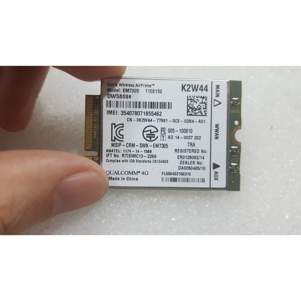 การ์ด Dell DW5809e K2W44 4G wwan รองรับ Dell E7250, E7350, E7450, E7550, E5250, E5450,E5550