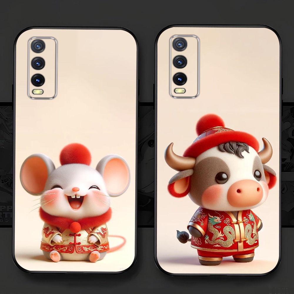 เคส Vivo y20 / v2027, vivo y20s, vivo y12s (v2026) พิมพ์ลายภาพสัตว์ราศี วัว มังกร มังกร งู