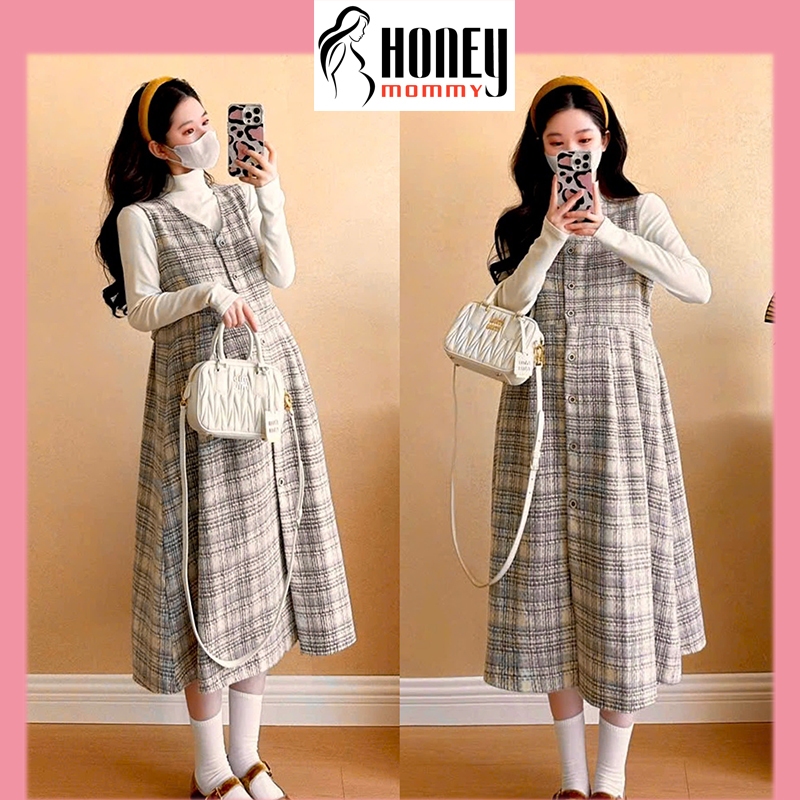 ชุดชุดแต่งกายเสื้อแขนยาวฤดูใบไม้ร่วงฤดูหนาวคุณภาพสูงผ้าเย็นยาวติดกระดุมเก๋ลงรูปร่าง HD4711 Honney Mo