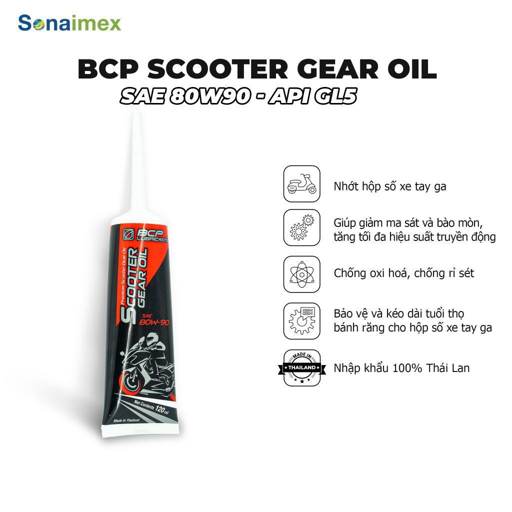 BCP Scooter Gear Oil 80W90 GL5 หลอด 120ml นําเข้าจากประเทศไทย