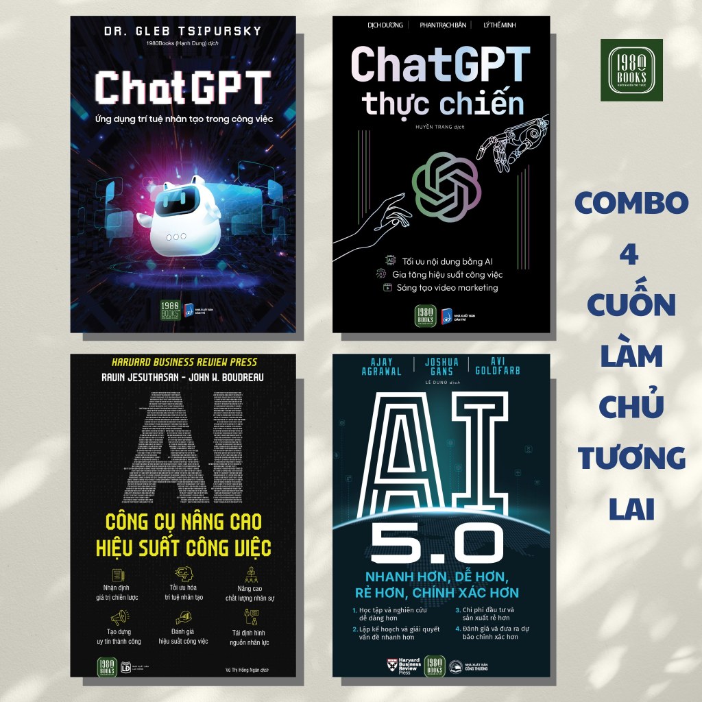 หนังสือ - คอมโบ 4 เล่ม: ChatGPT + ChatgPT การต่อสู้จริง + AI 5.0 + AI เครื่องมือเพื่อปรับปรุงประสิทธ