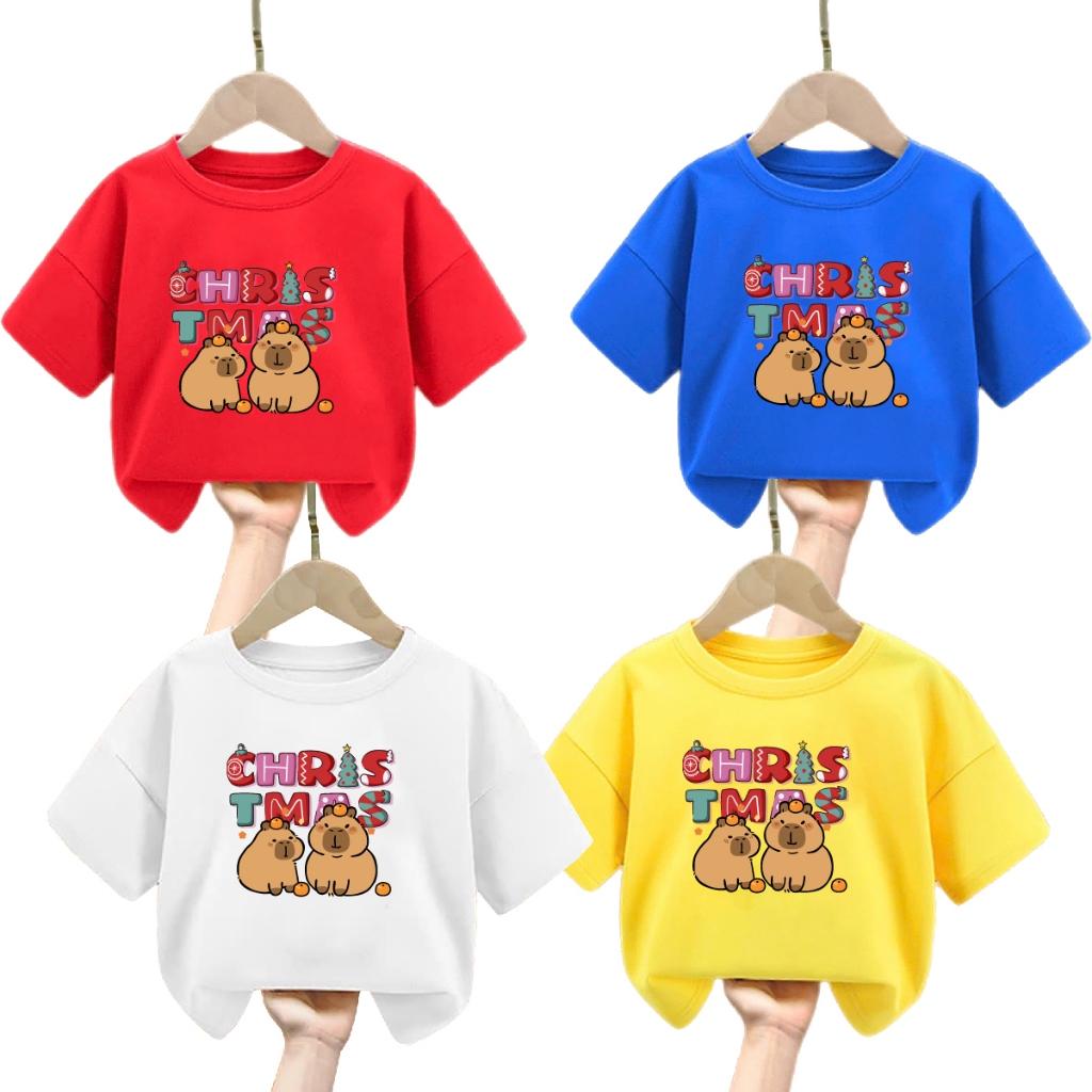 Combo 3 เสื้อยืด capybara chris tmas สําหรับเด็กชายและเด็กหญิง 6kg-32kg.ALBB17