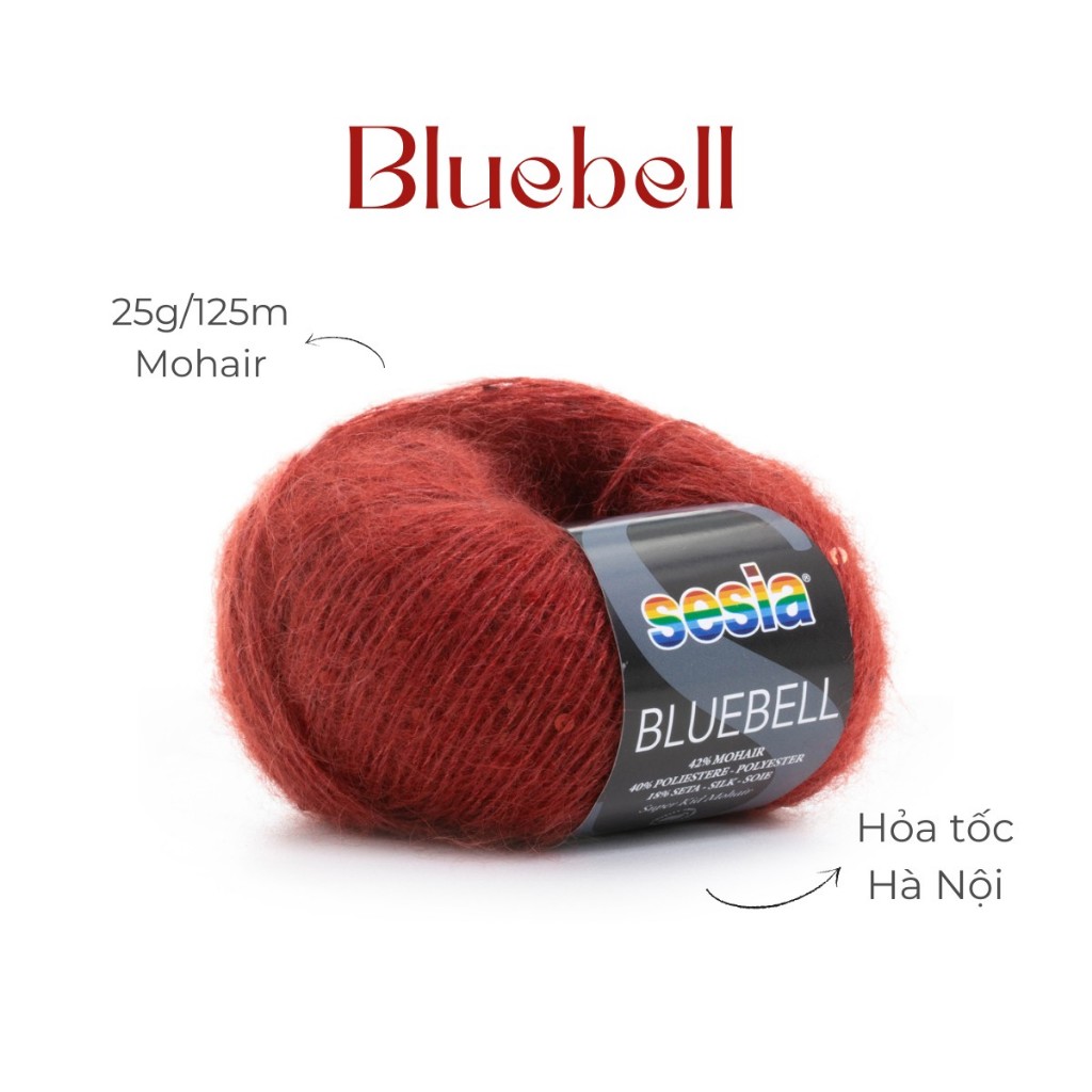 ม้วนขนสัตว์ Sesia Bluebell mohair ผสมผ้าไหมและโพลีเอสเตอร์แวววาวนําเข้าจากอิตาลี