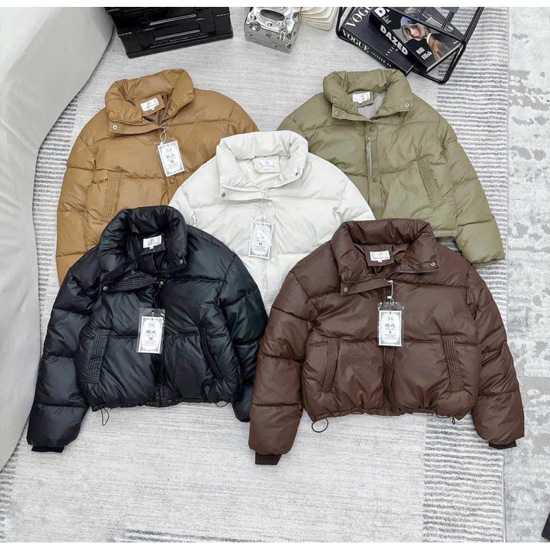 Crotop ฤดูหนาวเสื้อชูชีพเสื้อชูชีพผู้หญิงสั้นคอสูงหนัง Bare Fat Life Jacket