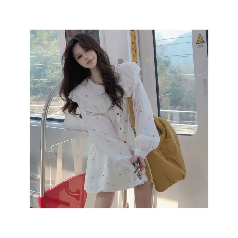 เสื้อดีไซน์ลายจุด oversize น่ารัก T66