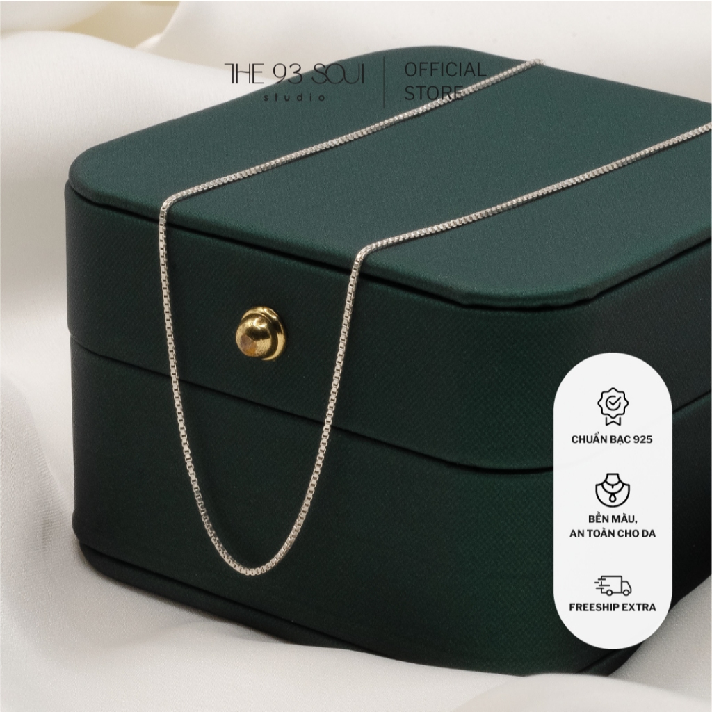 ที่93วิญญาณ 925 สร้อยคอเงินเส้นด้ายกล่องพื้นฐานดีไซน์ทันสมัยและสง่างาม | Nec-sv-mo-sv