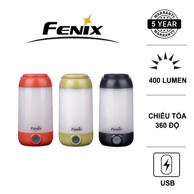 Đèn pin cắm trại FENIX CL26R độ sáng 400 lumen pin 18650 sạc USB chiếu tỏa 360 độ