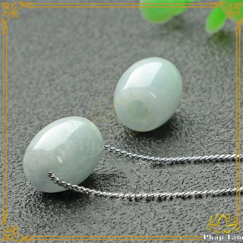 [ฟรีสร้อยคอ] Myanmar Jadeite Type A Lu Thong Bead Pendant Natural Grey and White Vein - Feng Shui Mi