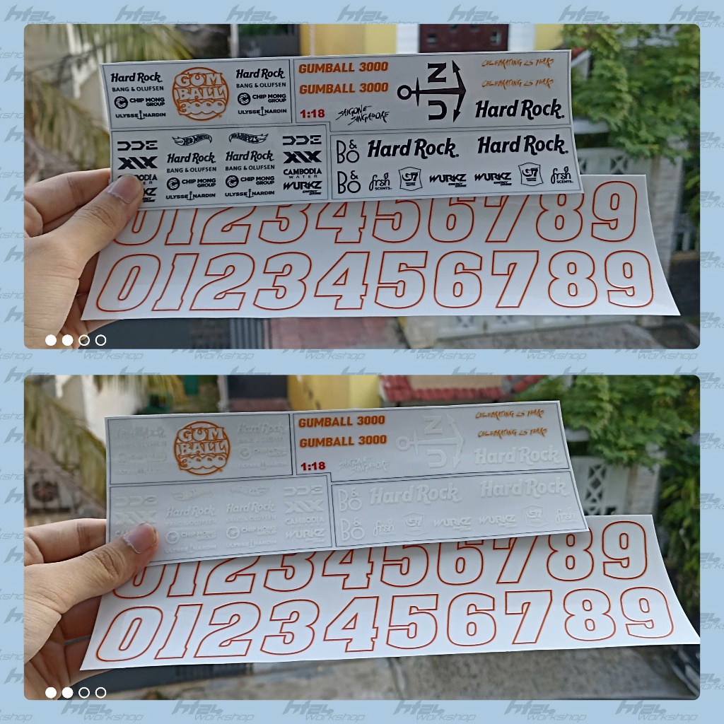 HT24workshop - UV Peel-and-stick Decal Gumball 3000 ไซโกโนะโทสิงคโปร์สําหรับ 1:18, 1:24, รถโมเดลสเกล