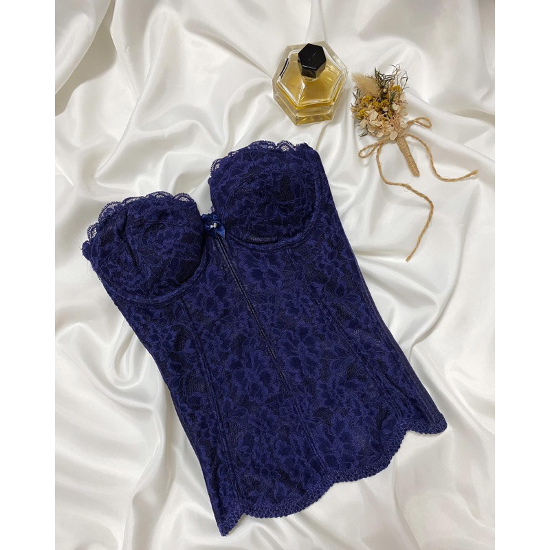 คอร์เซ็ทลูกไม้สีม่วง 2hand(D65)