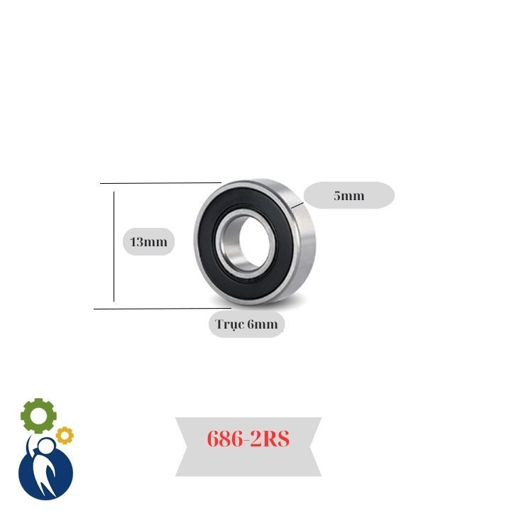 แบริ่งเพลา 6 มม. 6x13x5 มม. 686-2RS