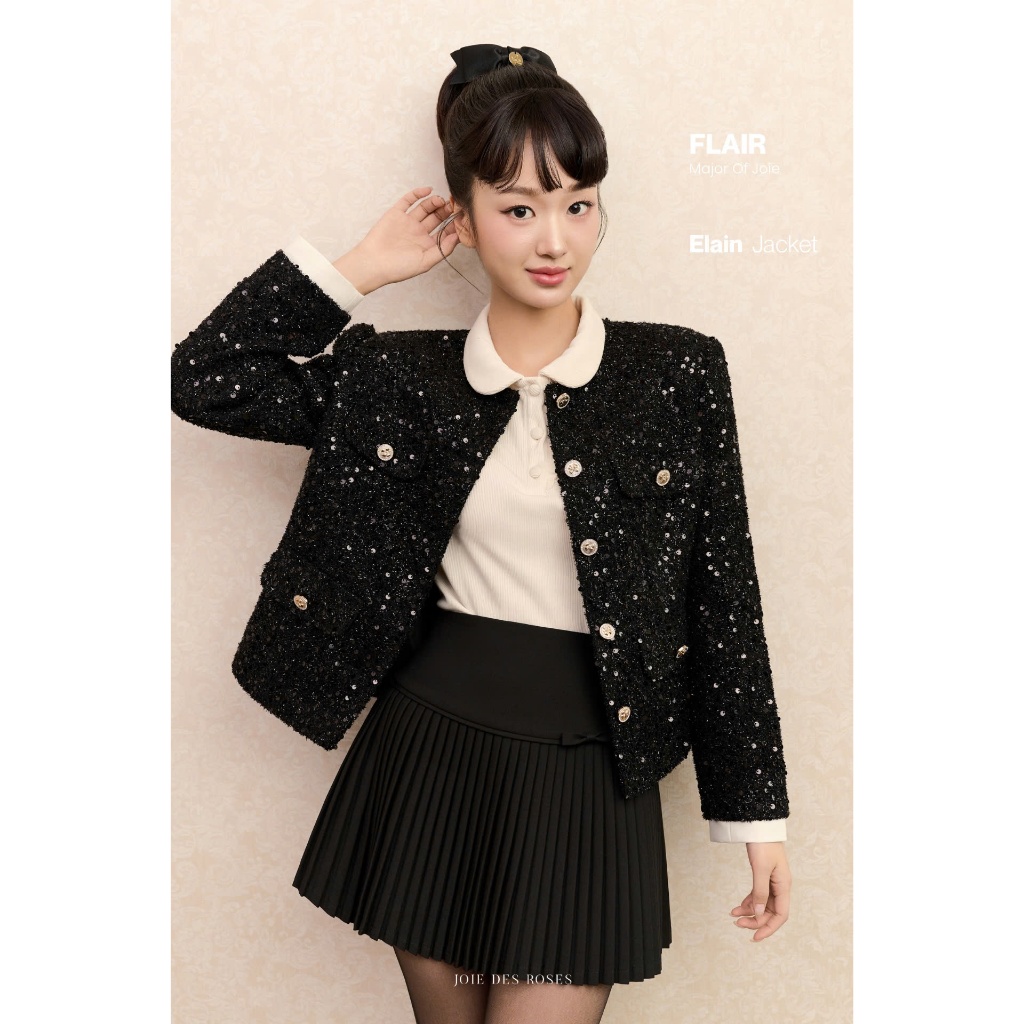 Joie DES ROSES - Elain Jacket เสื้อโค้ทผ้าทวีตเลื่อมคอกลม
