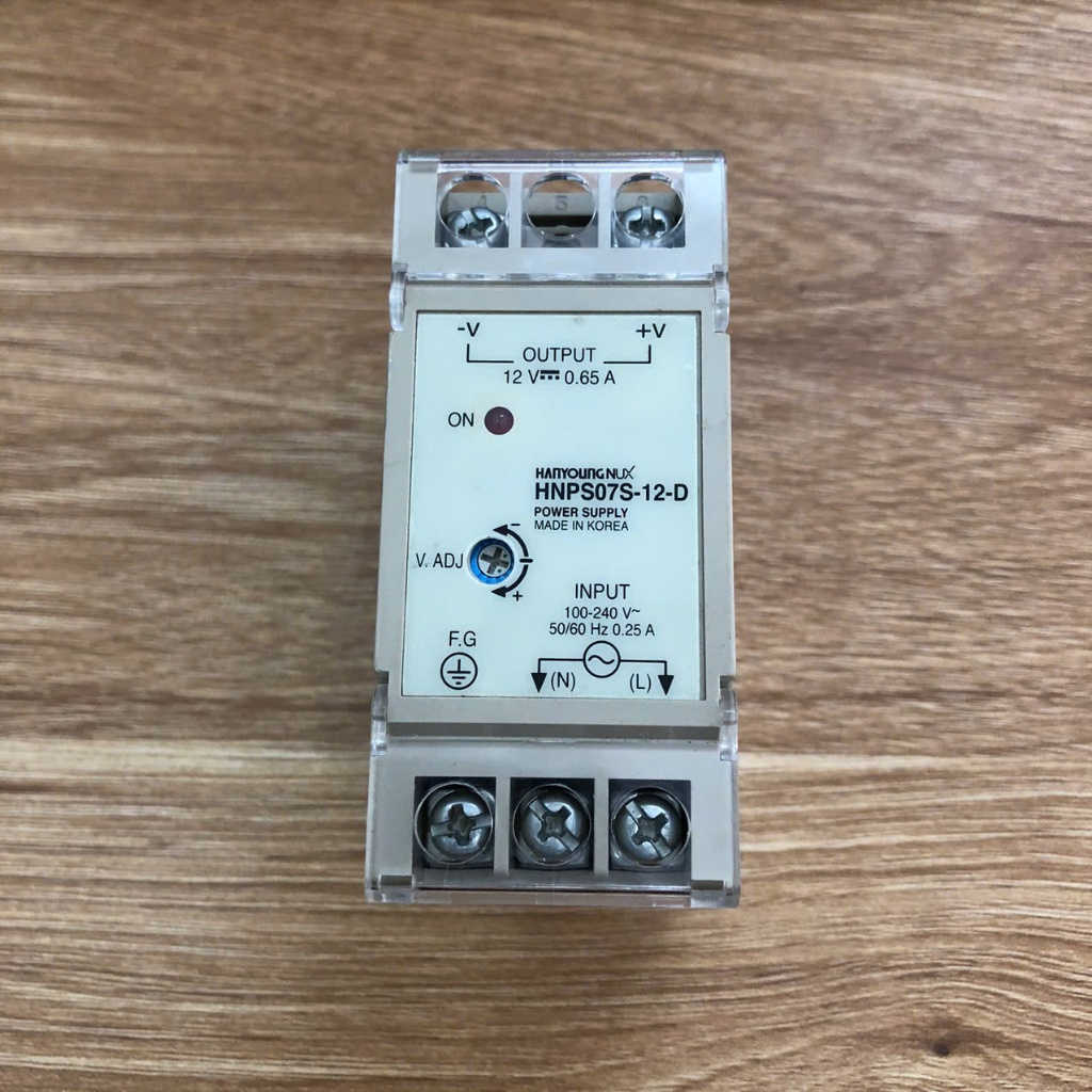 Hanyoung Nux HNPS07S-12-D อินพุตจ่ายไฟ 100-240V 50/60 Hz 0.25A to Output 12V 0.65A