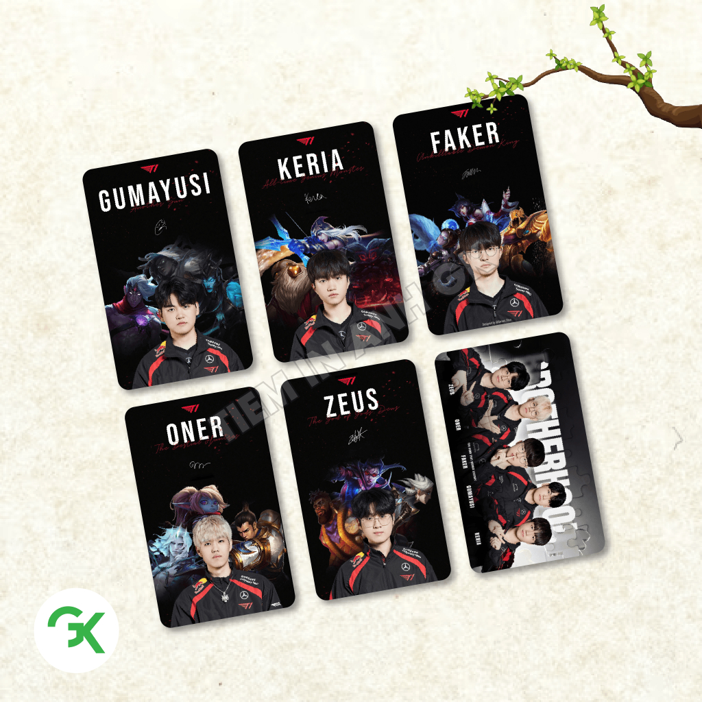 COMBO 6 Photocard Esports T1 LOL - League of Legends - Zeus. หนึ่ง . ปลอม . กัมยาซี . Keria - ขนาด 5