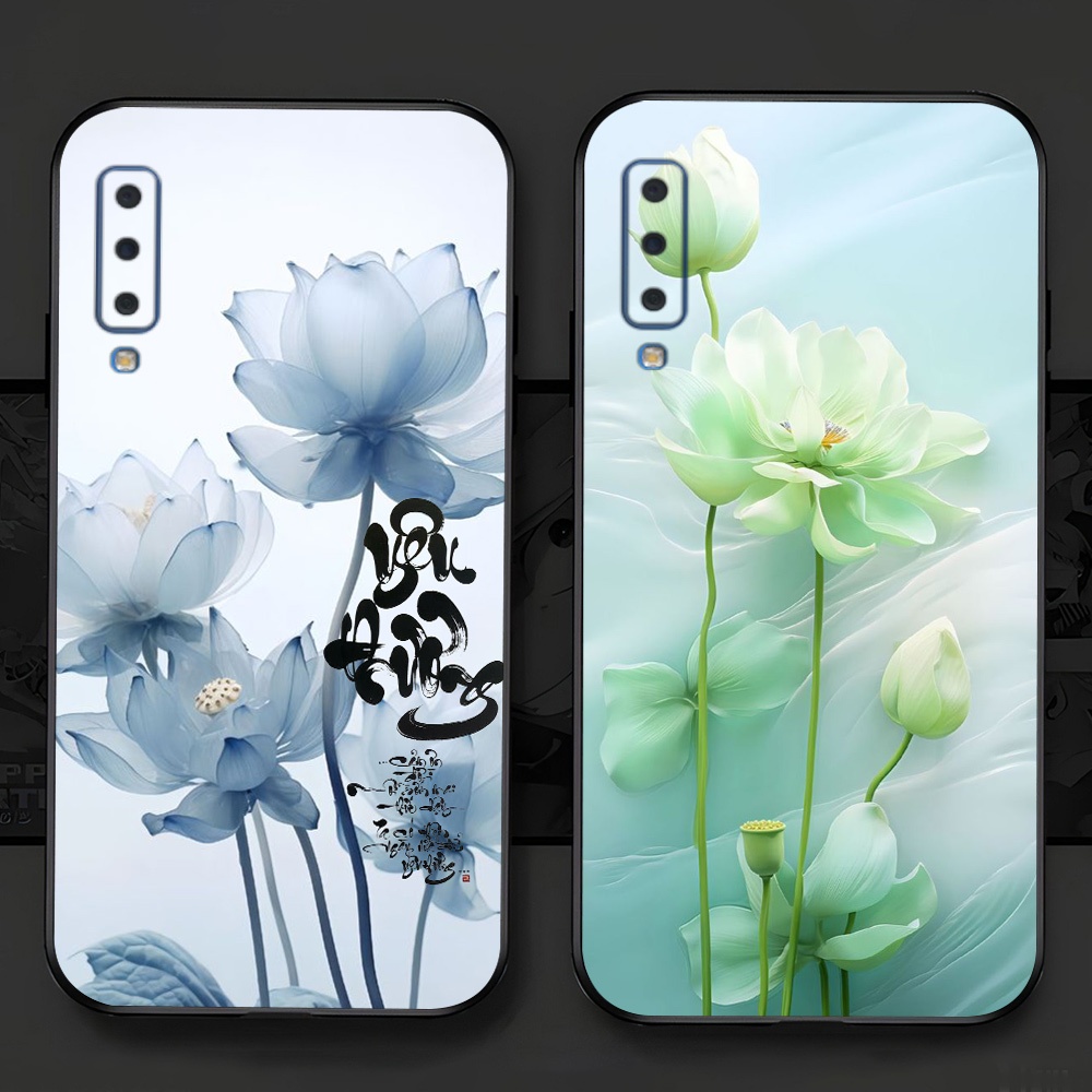 เคส Samsung a7 2018 / ss a9 2018 พิมพ์ลายดอกบัวสุดหรู