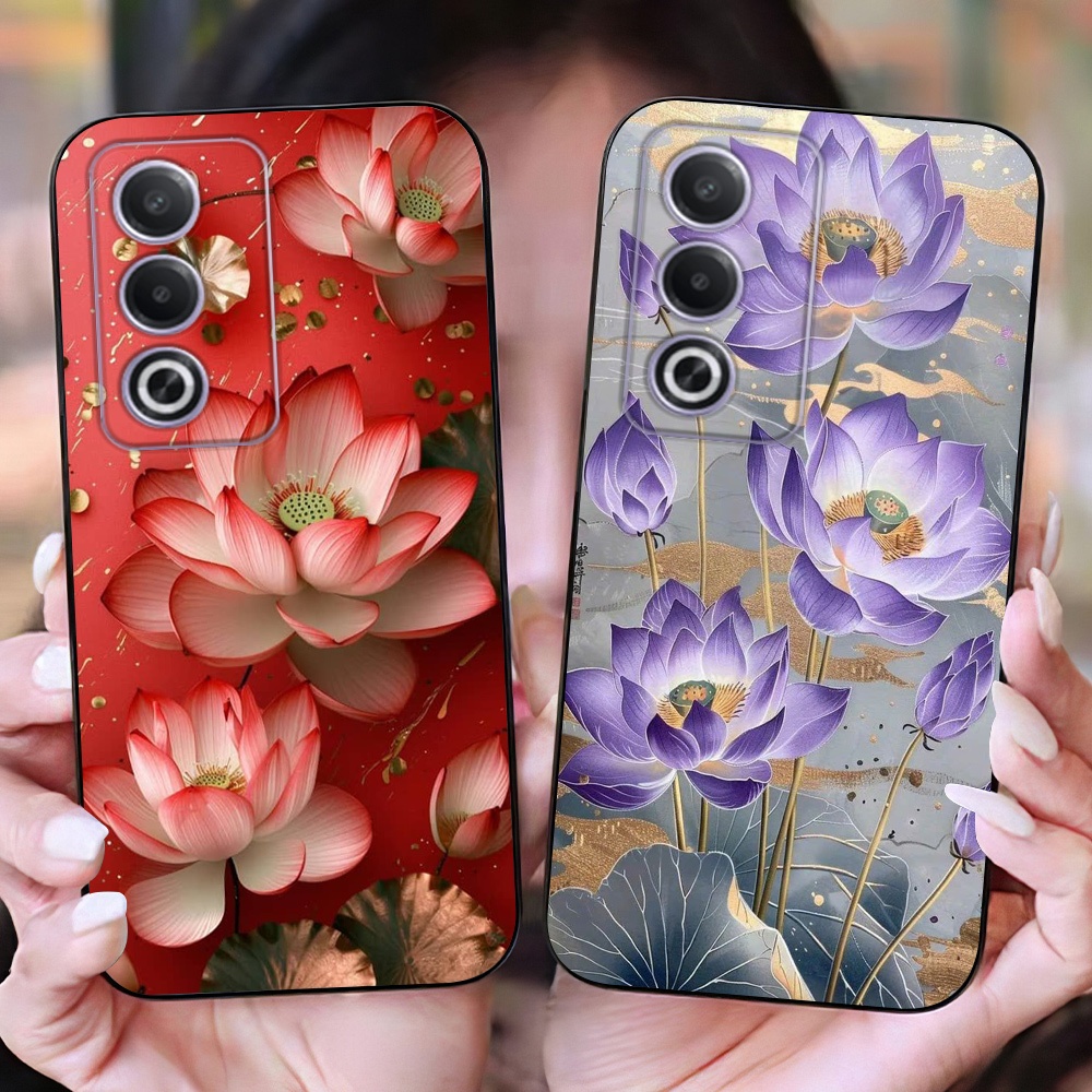 เคส Oppo a80 พิมพ์ลายดอกบัวสุดหรู