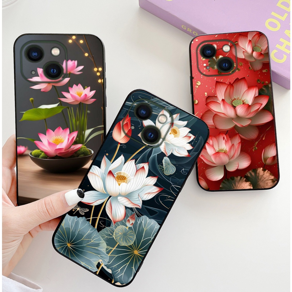 เคสสําหรับ Iphone 13 / ip 13 mini / ip 13 pro / ip13 pro max พิมพ์ลายดอกบัวสุดหรู
