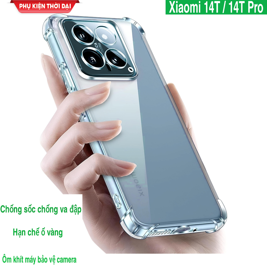 เคส Xiaomi 14T / 14T Pro / 15T / 15T Pro ยืดหยุ่นและโปร่งใสด้วยนูน 4 มุมเพื่อจํากัดสีเหลืองและกอดโทร