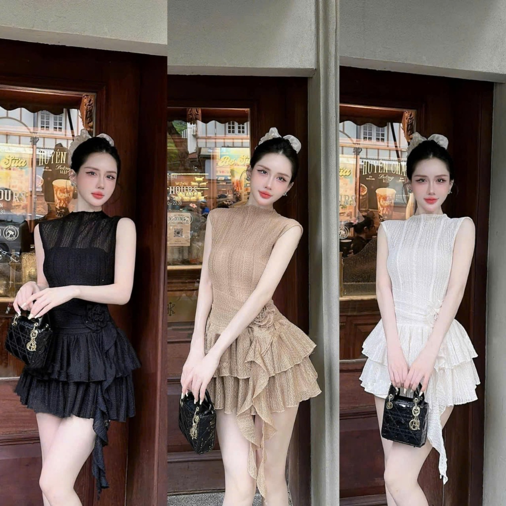 เซ็กซี่มาก เดรส สุด ๆ สวย ออกแบบด้วยแขน หอยแมลงภู่ และลูกไม้ชั้นๆดอกไม้ที่เอวมาเพื่อไปเที่ยว ปาร์ตี้ หรือคาเฟ่ สุด ๆ เลย์
