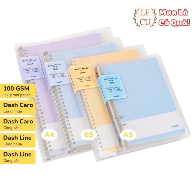 KLong 100gsm Dash Line Notebook A5,B5,A4