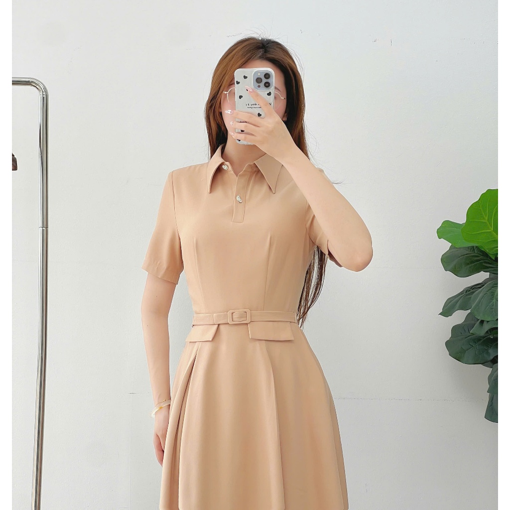 ชุดเดรสผู้หญิง CCHAT ชุดเดรสคอปกเยอรมัน มาพร้อมเข็มขัด Tulle หรูหรา 14VNS2006XT