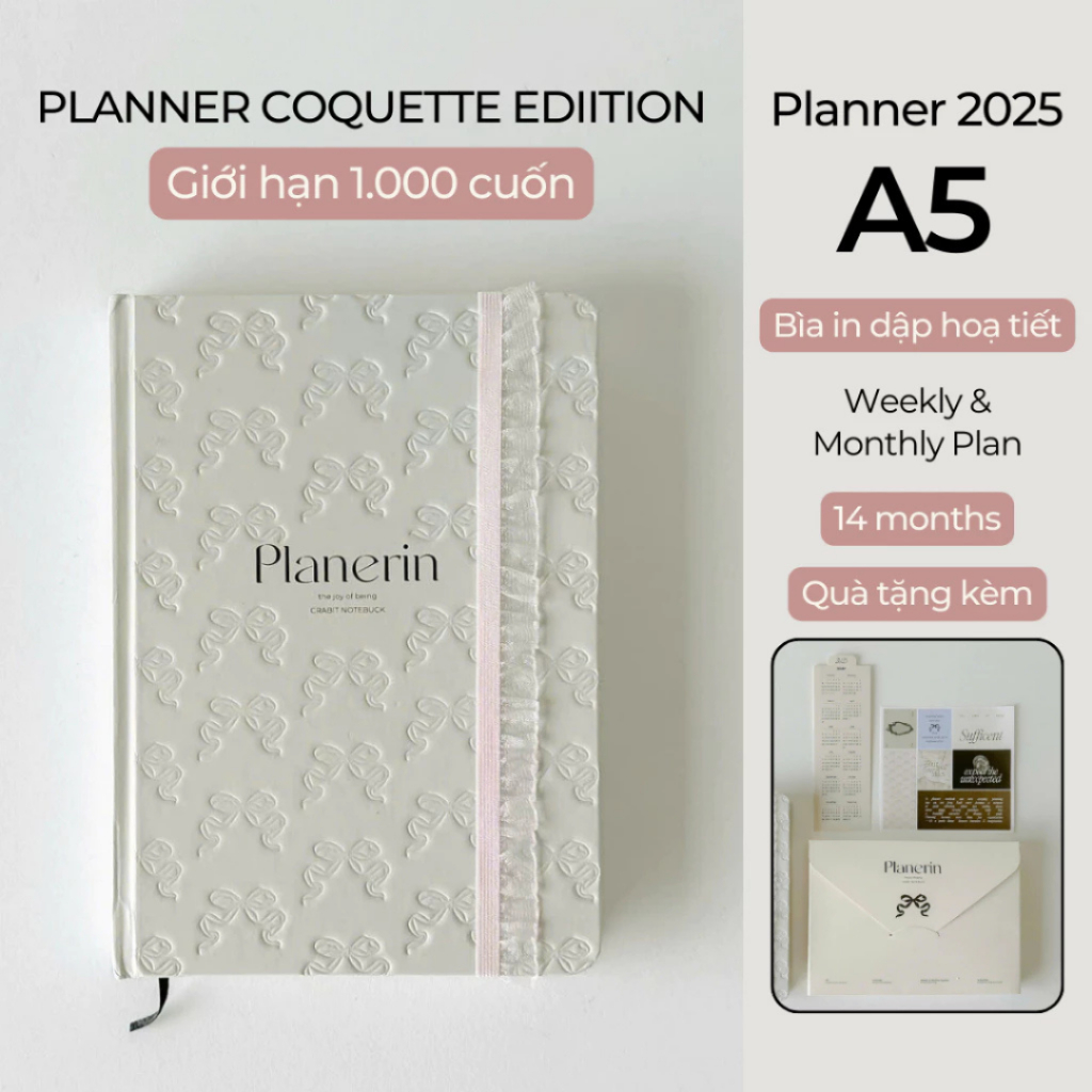 Planner 2025 Crabit Planerin A5 รายเดือนรายสัปดาห์ 14 เดือน PLANNER - Coquette Limited ปกนูน