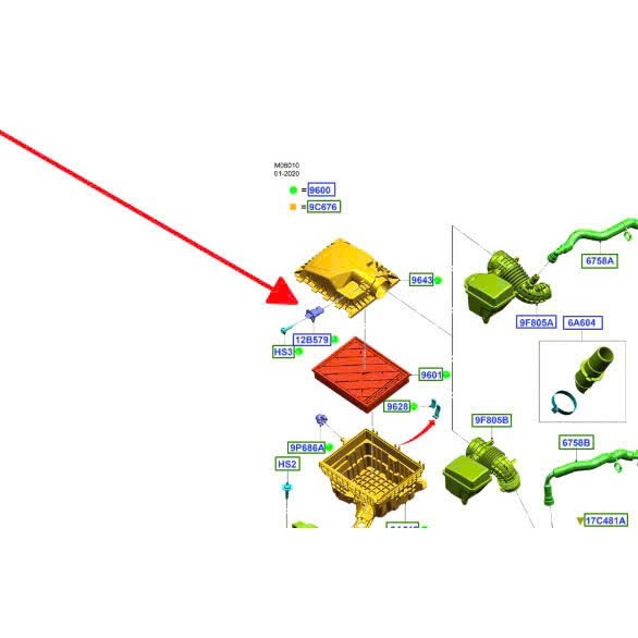 Ranger / Everest 2.0 2018-> เซ็นเซอร์ไอดีอากาศ (JX6Z12B579A, JX6A12B579DA) ผลิตในประเทศเยอรมนี