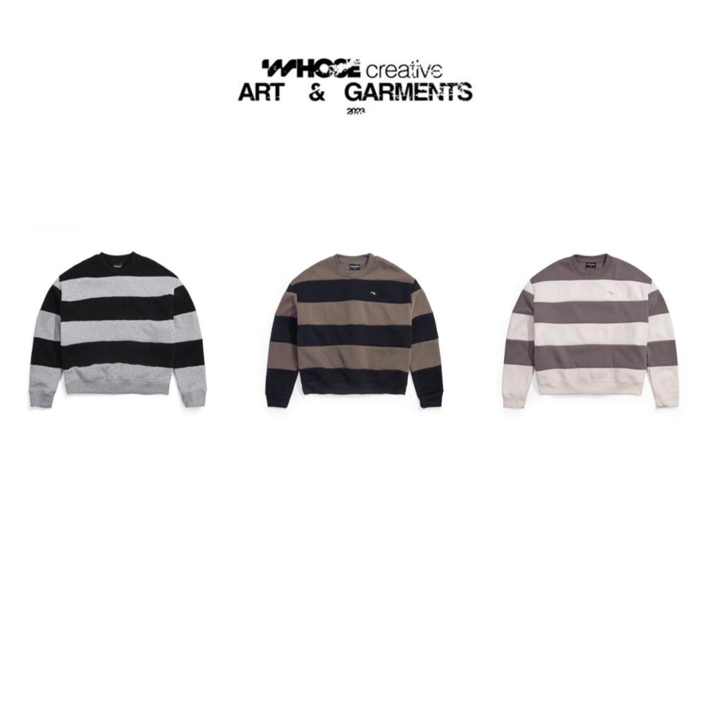 STRIPESWETER - เสื้อสเวตเตอร์ผ้าฝ้ายโลโก้เมทัลลิก Hoes Studio