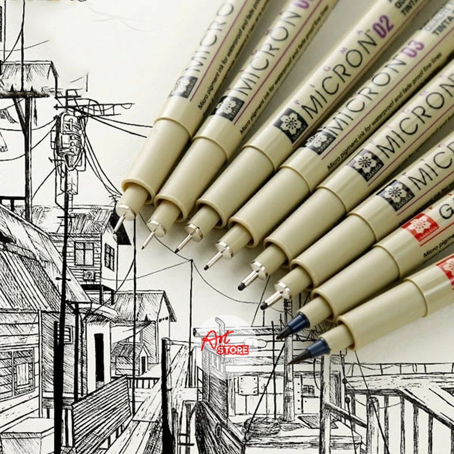 [Art Store] Sakura Pigma Micron Japan Fine Line Pen สีดําขนาดเต็ม
