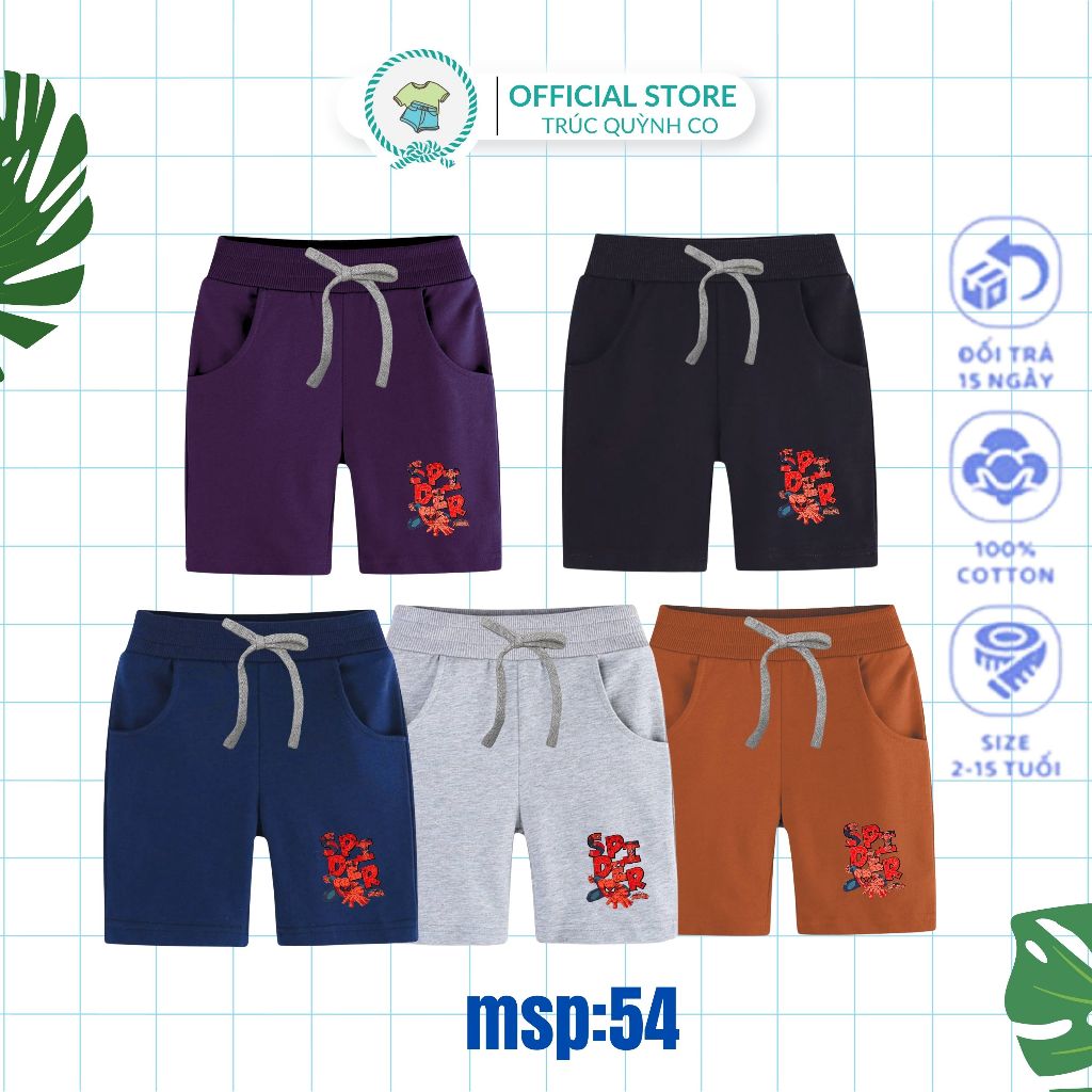 Truc Quynh Co กางเกงขาสั้นเด็กชาย ผ้าคอตตอนเนื้อดี ใส่สบาย ลายการ์ตูน ไซส์ 12-50Kg - MSP54