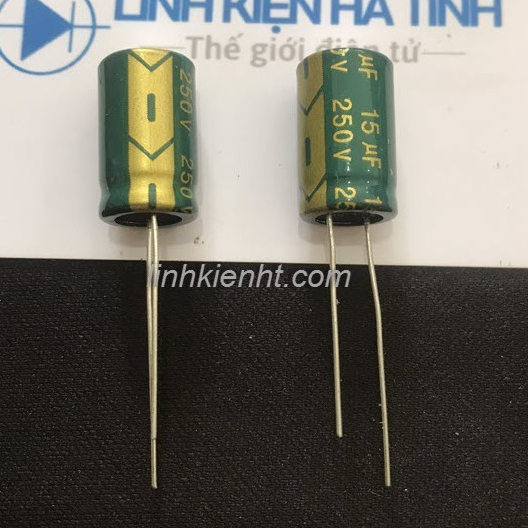 10 CAPACITORS 15UF 250V 10X17MM GREEN CAPACITOR 250V 15UF
