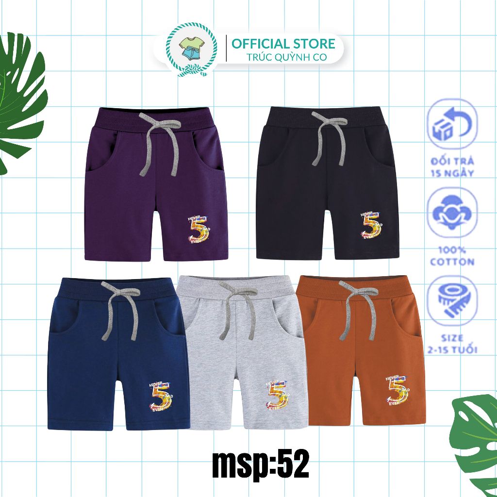 Truc Quynh Co กางเกงขาสั้นเด็กชาย ผ้าคอตตอนเนื้อดี ใส่สบาย ลายการ์ตูน ไซส์ 12-50Kg - MSP52