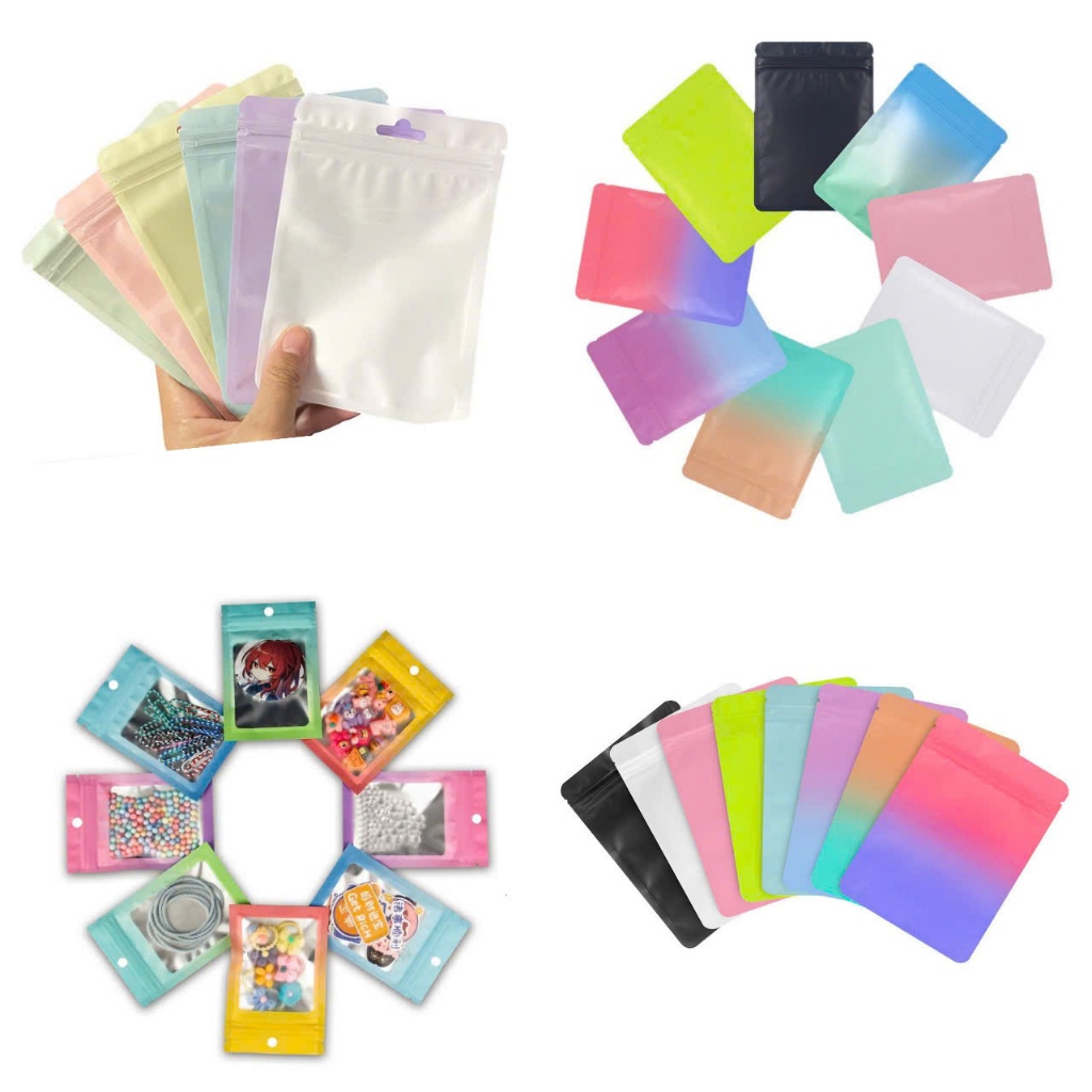 10 ถุงเก็บซิปสีพาสเทล โฮโลแกรม ขนาด 10.5x15ซม