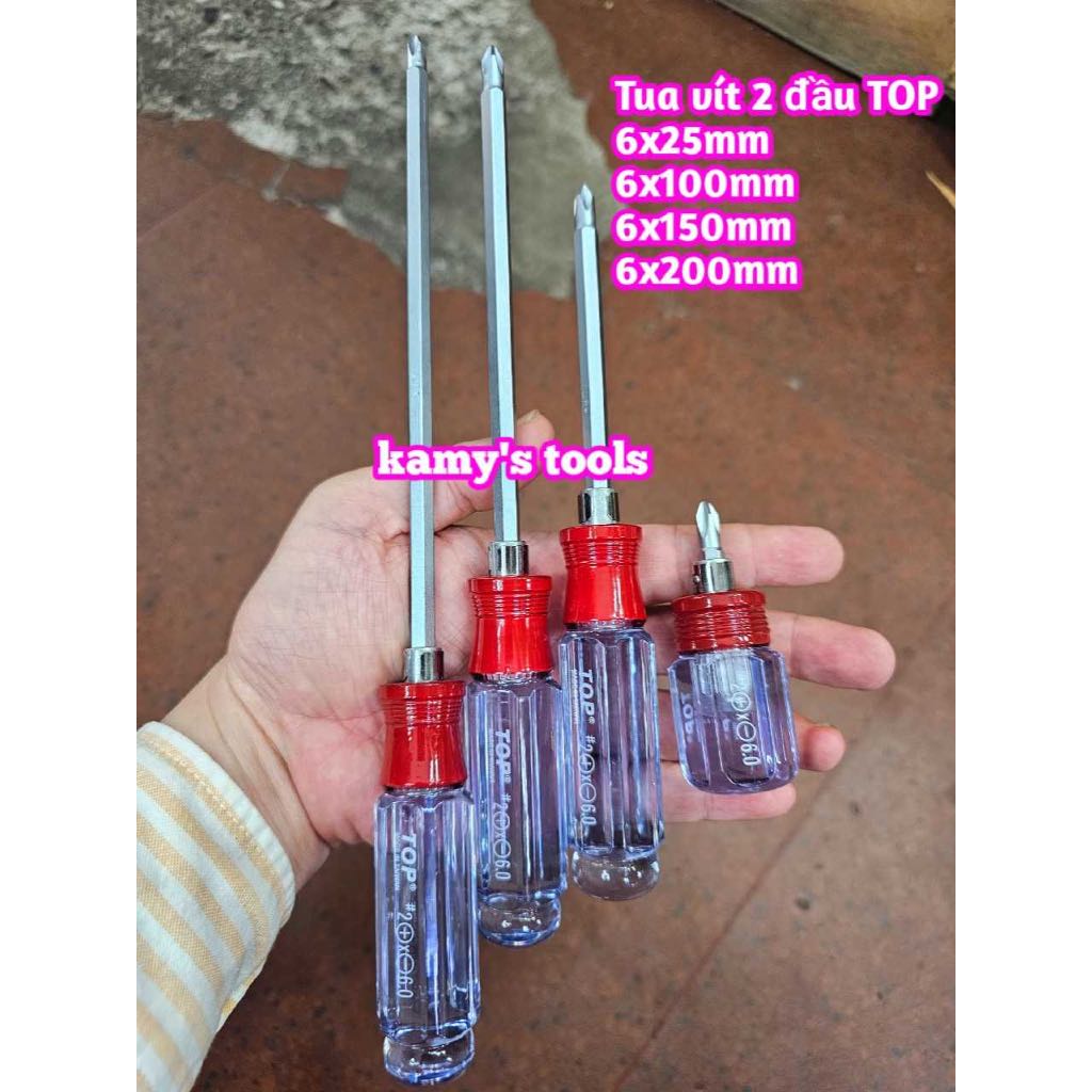 TOP ไขควงสองหัวขนาด 6 มม.ยาว 25 มม. 100 มม. 150 มม. 200 มม. TSD-0055 TSD-0195 TSD-0225