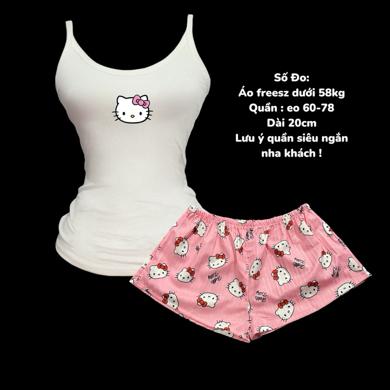 CUTE KITTY SLEEPING SET SHORT PANTS (พร้อม)