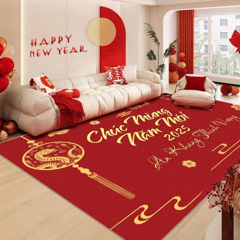 พรมบาหลี 5D พรมตกแต่งห้องนั่งเล่นใหม่ล่าสุดสําหรับ Tet 2025 ไซส์ T 1m6x2m3 +2mx3m