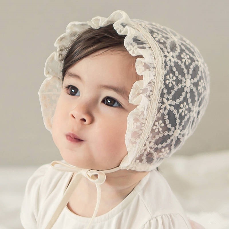 หมวกกันแดดลูกไม้สําหรับทารกแรกเกิด หมวกเด็กลูกไม้น่าระทึกใจ