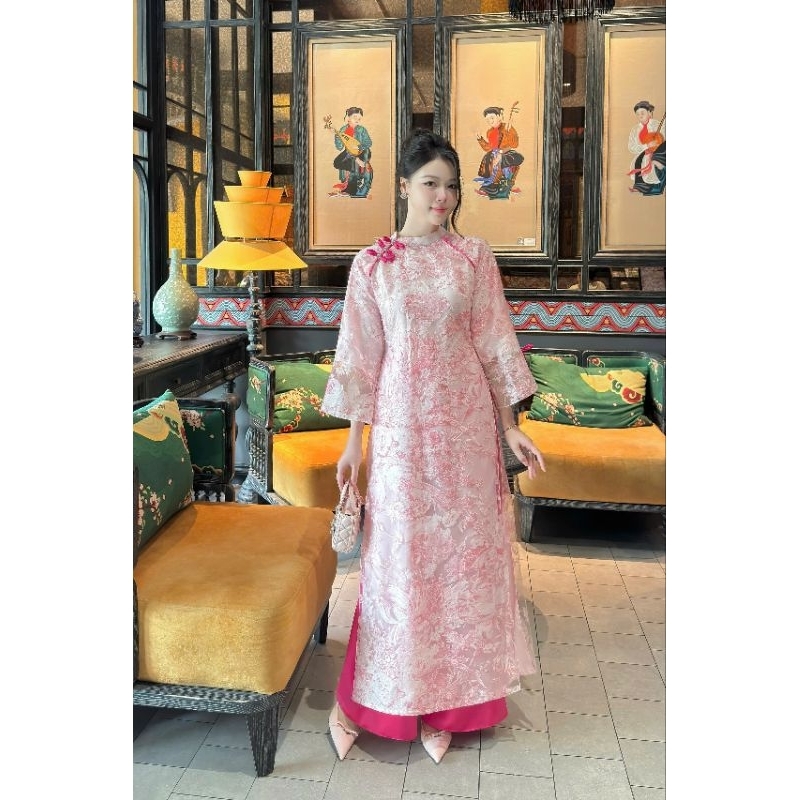 Renovated Xuan Ky ao dai บางเบาและหลวม - ผ้าไหมทอเนื้อนุ่ม อ่อนโยน และละเอียดอ่อน - ที่ร้าน shopee