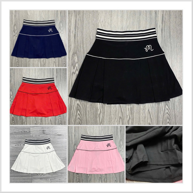 กระโปรงกีฬาผู้หญิงสําหรับเล่นกอล์ฟ เทนนิส ลูกชิ้น แบดมินตันเอวสูงและทรงสวยยางยืดยืด