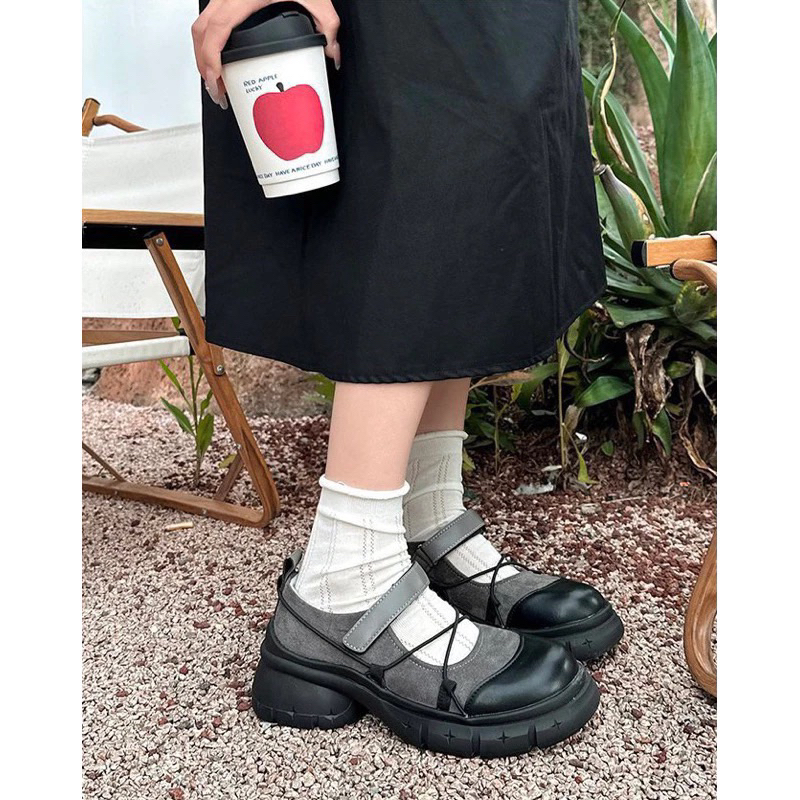 สตูดิโอ FAT BO | (AVAILABLE GREY 37,38,40) MARYJANE LOAFER SHOES 4CM HIGH SOLES JKN STYLE