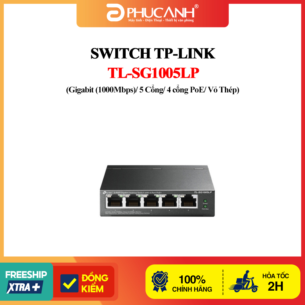 สวิตช์ TP-Link TL-SG1005LP (Gigabit (1000Mbps)/ 5 พอร์ต/ 4 PoE Ports/ เคสเหล็ก)