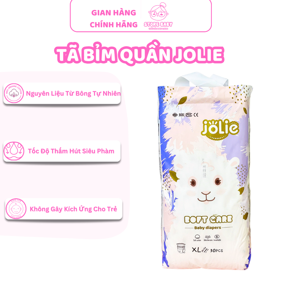 Combo ผ้าอ้อมและกางเกงดูดซับ Jolie 1 ถุง 50 ชิ้น ในราคาโกดัง ทุกขนาด M/L/XL/XXL / World Store Baby