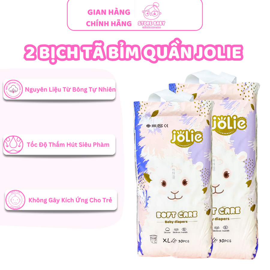COMBO 2 แพ็ค 100 JOLIE ผ้าอ้อมและกางเกง SIZE M/L/XL/XXL สําหรับทารกตั้งแต่ 5 กก. ถึง 25 กก./ World S