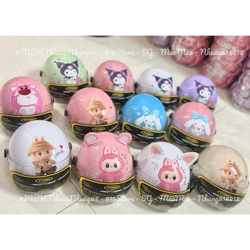 หมวกกันน็อคเด็กพร้อมกระจกคุณภาพสูง - SIZE 3 ถึง 10 ปี OLD - KUROMI CINNAMON MELODY SUPERMAN SPIDER-MAN KURUMI N2 HAT