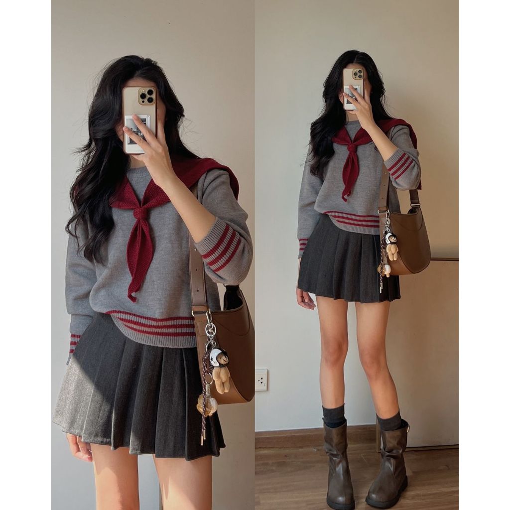 CV666 Audrey กระโปรงพลีทพร้อมกางเกง